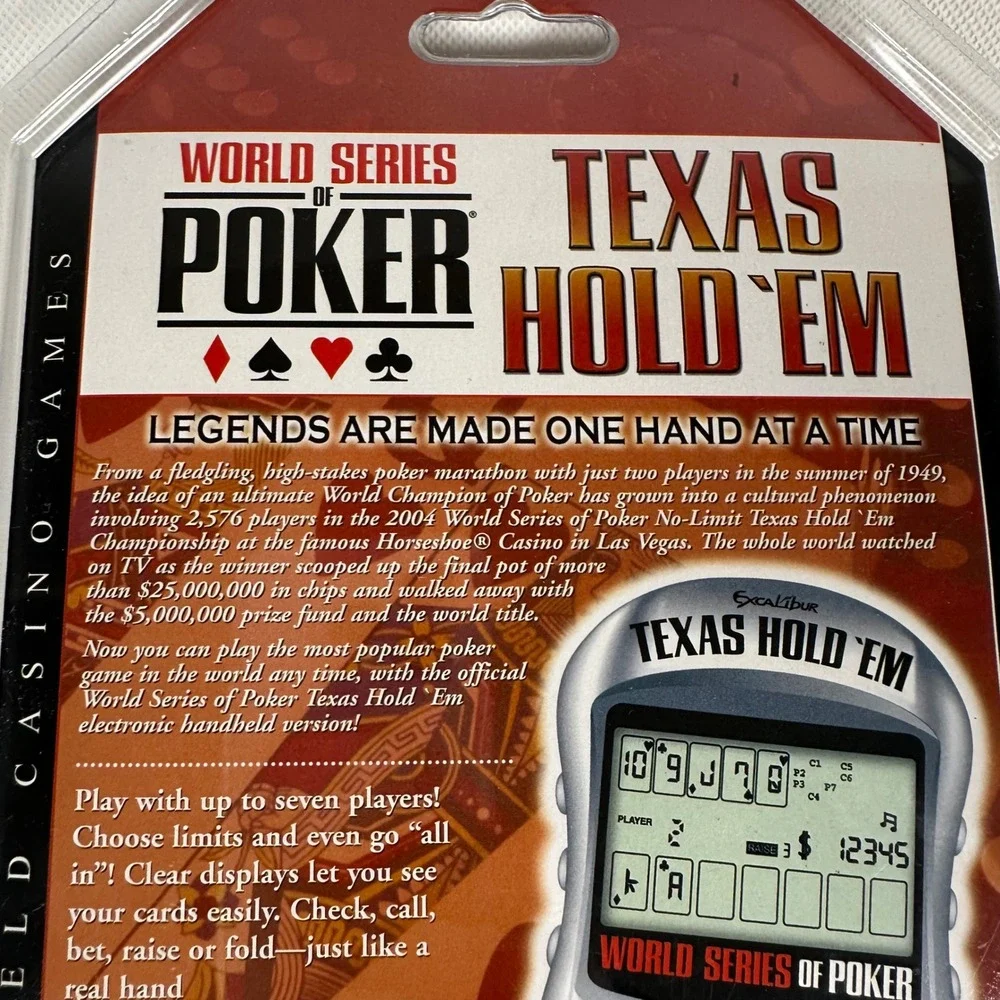 Excalibur World Series of Poker Texas Hold Em Handheld Electronic Game 399-CS